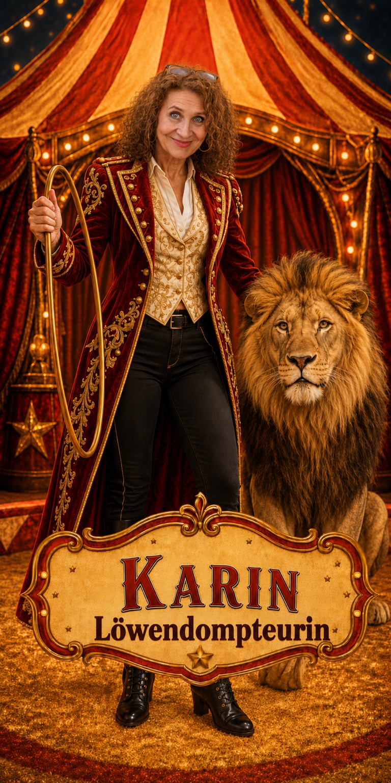 Karin, Löwendompteurin bei Leitner’s Gastro Zirkus
